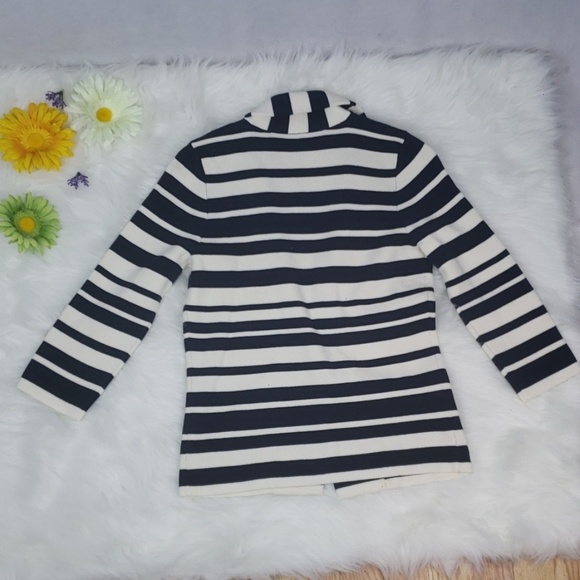 Ann Taylor petite navy blue cream striped blazer🛍 - Picture 4 of 4